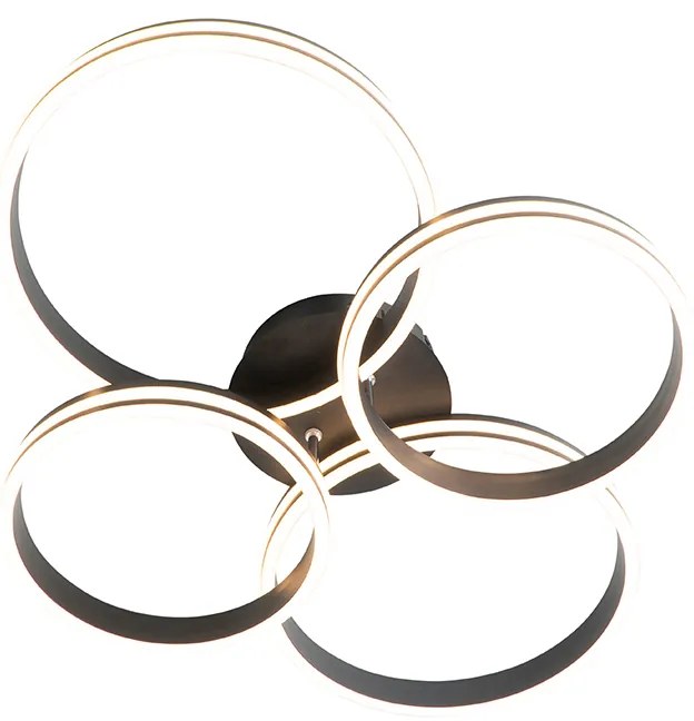 Plafondlamp zwart incl. LED 3-staps dimbaar 4-lichts - Navara