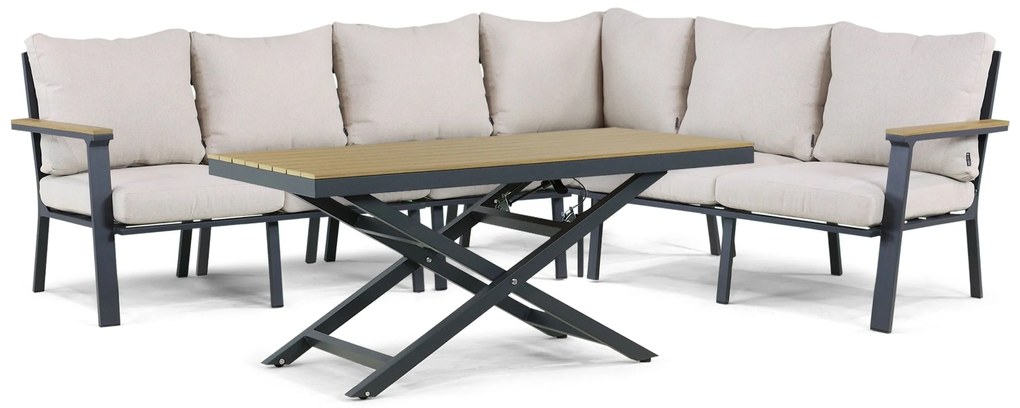 Hoek loungeset 6 personen Aluminium/Polywood (grey teakfinish) Grijs Lifestyle Garden Furniture Santiago