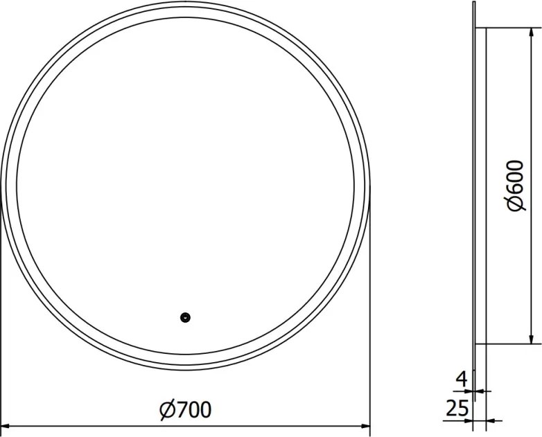 Mexen Gobi ledverlicht badkamer spiegel, rond 70 cm, LED 6000K, anti-condens - 9801-070-070-611-00