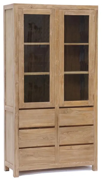 Vitrinekast Teak 2 Deurs - 100x40x190cm.