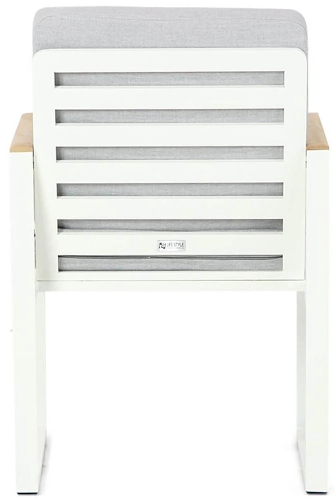 Tuinset Ronde Tuintafel 4 personen 120 cm Aluminium/teak Wit Santika Furniture Soray