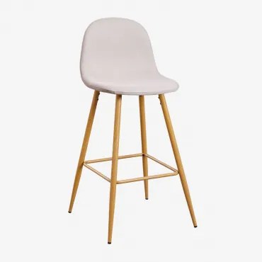 Verpakking Van 2 Glamm Hoge Krukken Natuurlijk Hout & Beige – Crème & ↑75 Cm - Sklum