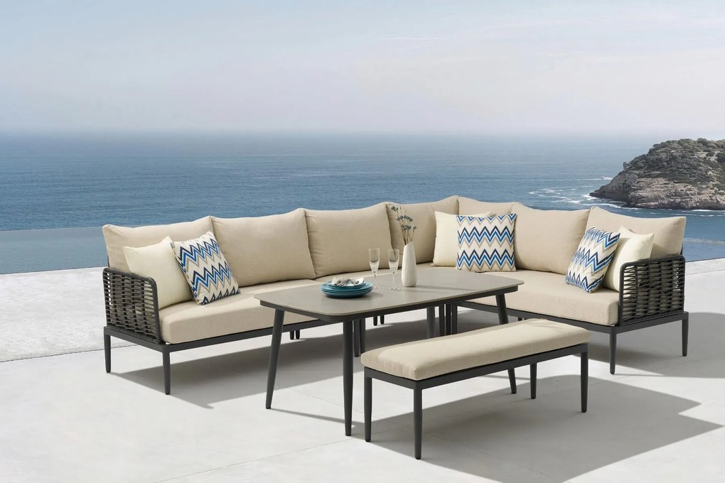 Hoek loungeset 7 personen Aluminium/wicker Grijs Coco Ibiza