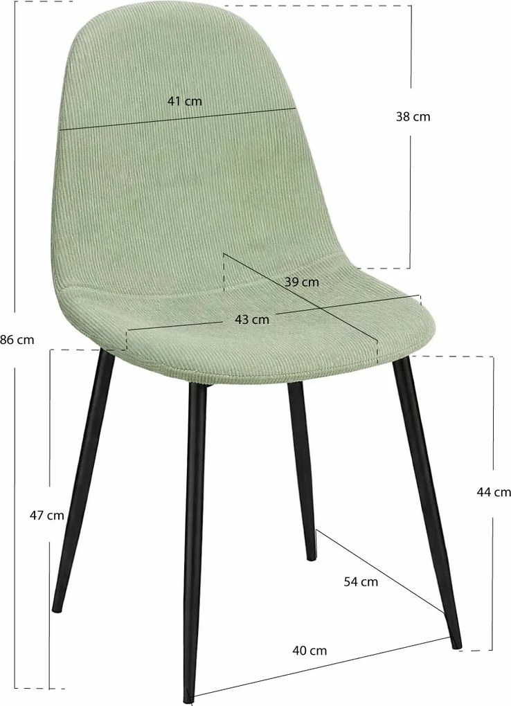 Set 4 Teok Black Stoffen Stoelen