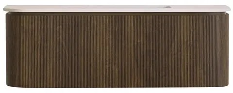 Lambini Designs Eleganza rond badmeubel 120cm dark walnut met ribbelfront en wastafel zonder kraangat