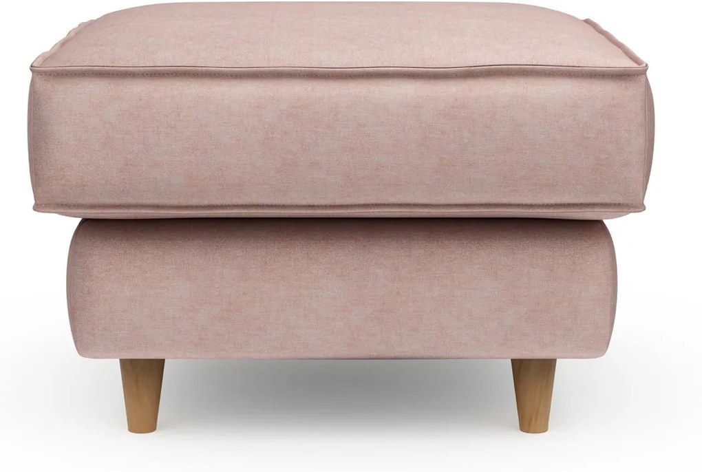 Rivièra Maison - Kendall Footstool 70x70, velvet, blossom - Kleur: roze