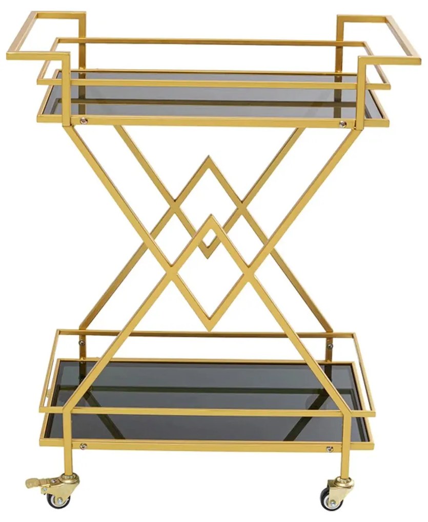 Serveer Trolley Goud Met Zwart - 65 X 35.5cm.