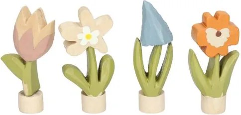 Stekers voor jaarring, hout, bloemen, set van 4