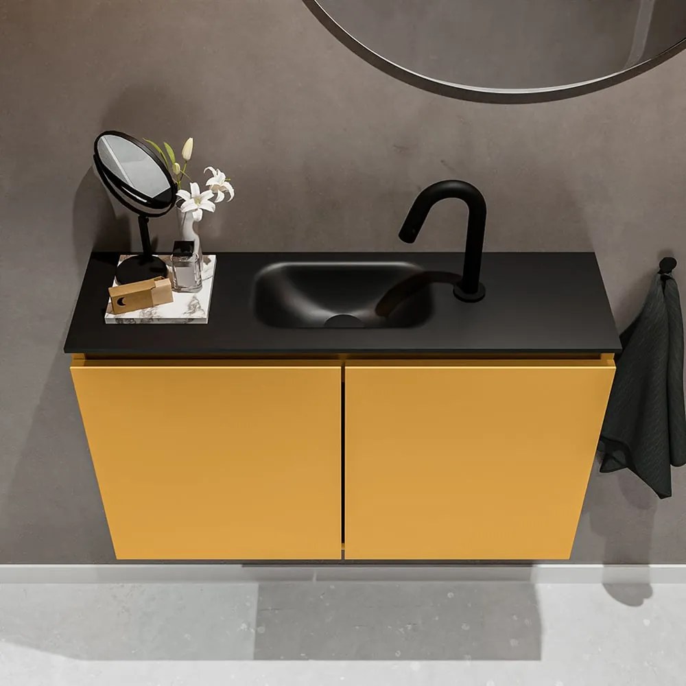 Mondiaz Ture 80cm toiletmeubel ocher met wastafel urban midden 1 kraangat