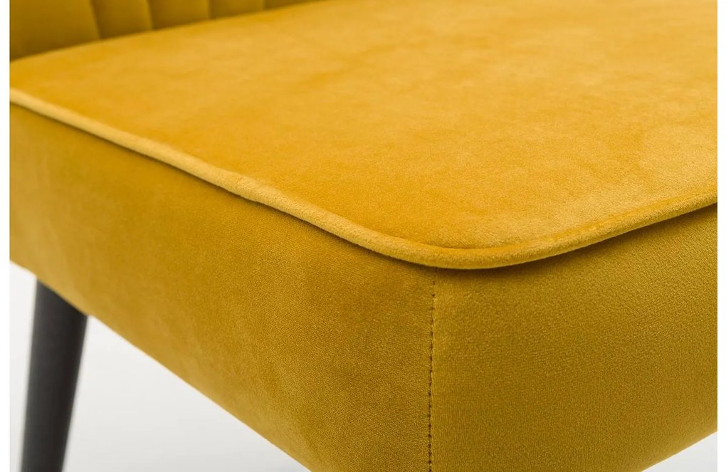 Goossens Eetkamerstoel Rob geel velvet stof leuning, urban industrieel