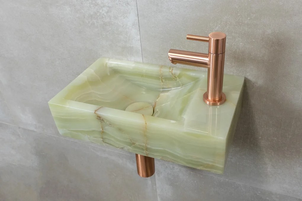 Saniclear Green Onyx fonteinset met rechte kraan in geborsteld koper