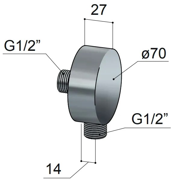 Hotbath Archie wandaansluitbocht rond gunmetal geborsteld PVD