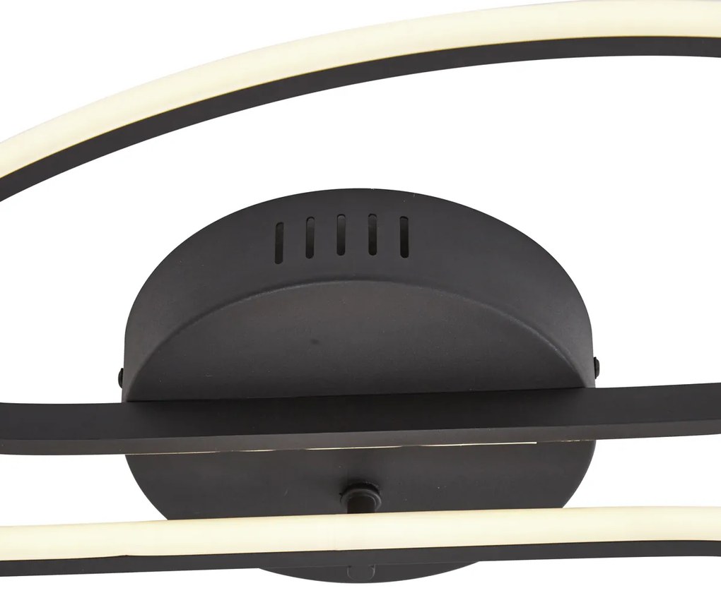 Design plafondlamp mat zwart 65 cm 3-staps dimbaar 2-lichts - Pepe