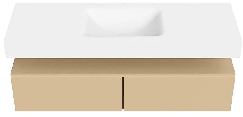 Zaro Alan badmeubel 140cm sand 2 lades met vrijhangende wastafel cloud midden zonder kraangat talc