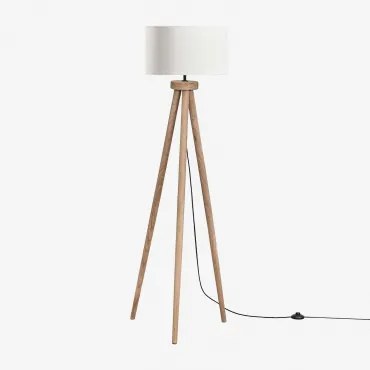 Simona Mangohouten Vloerlamp Mangohout & Linnen Beige Crème Azoia - Sklum