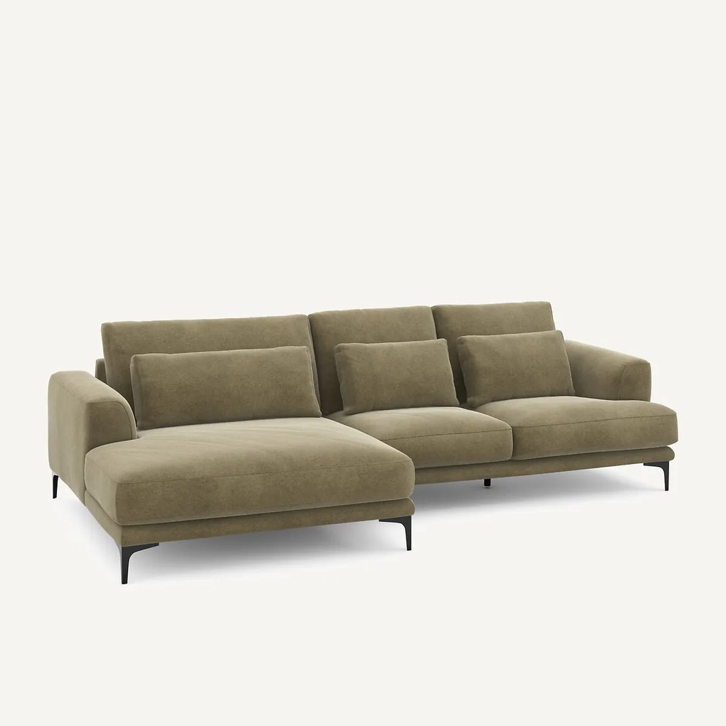 XL hoekbank links in linnen fluweel, MARSILE