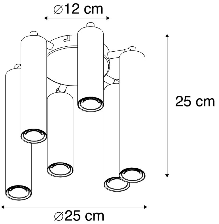 Art deco plafondlamp goud 6-lichts -Tubi