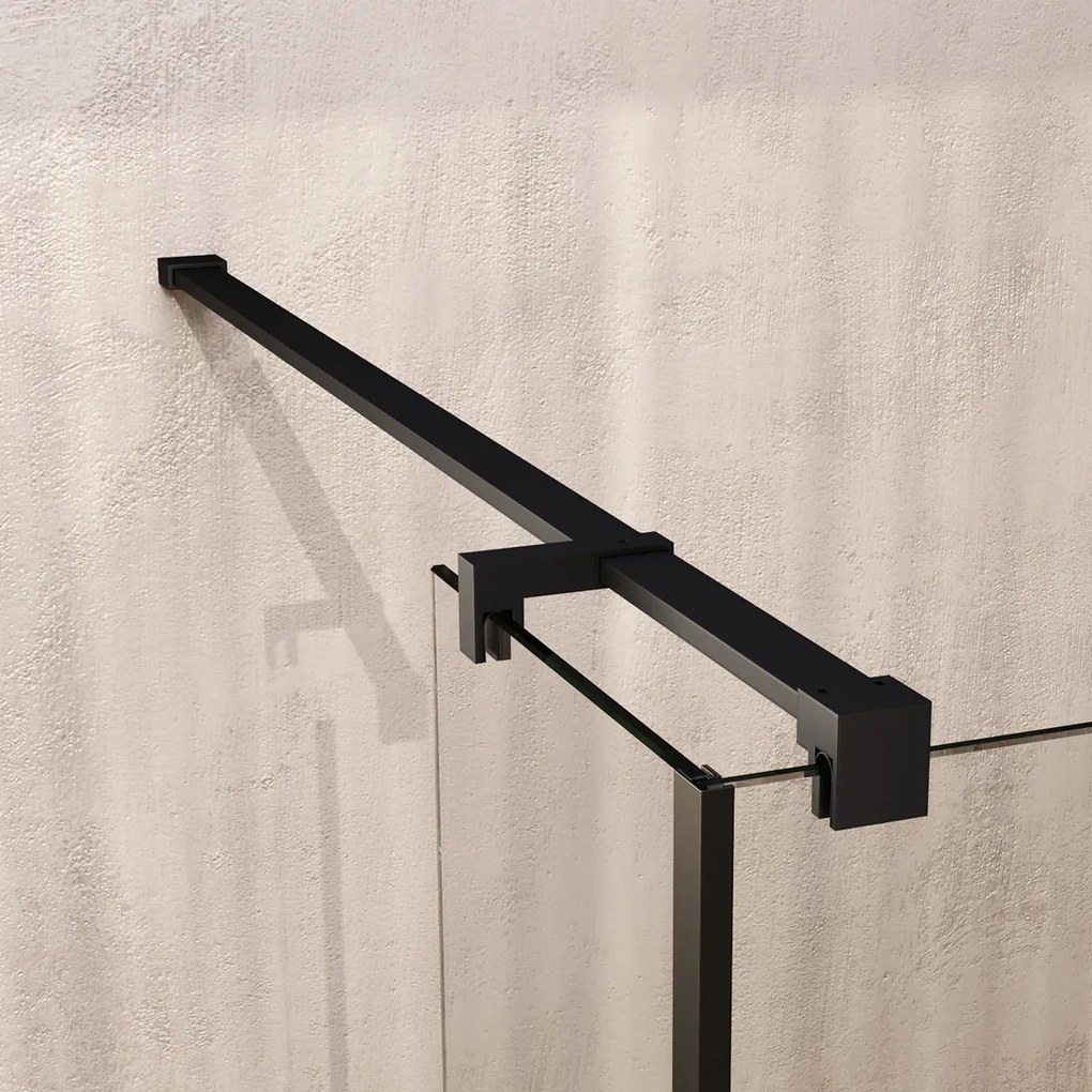 Brauer Oblivion inloopdouche helder glas 140cm met 40cm zijwand zwart mat