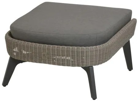 4 Seasons Outdoor | Luxor footstool with cushion polyloom pebble  Voetenbank    antraciet weerbestendig