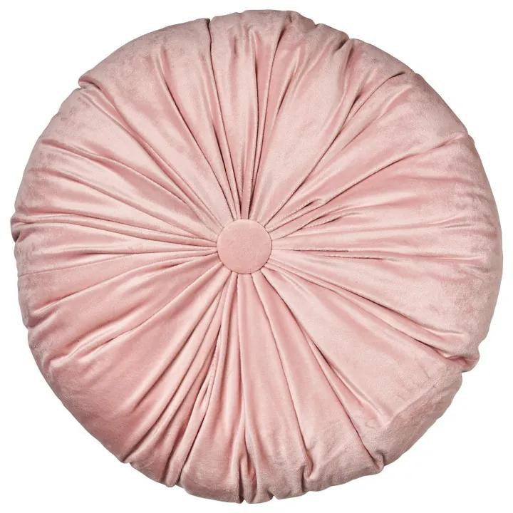 Kussen velvet rond - roze - ø40 cm
