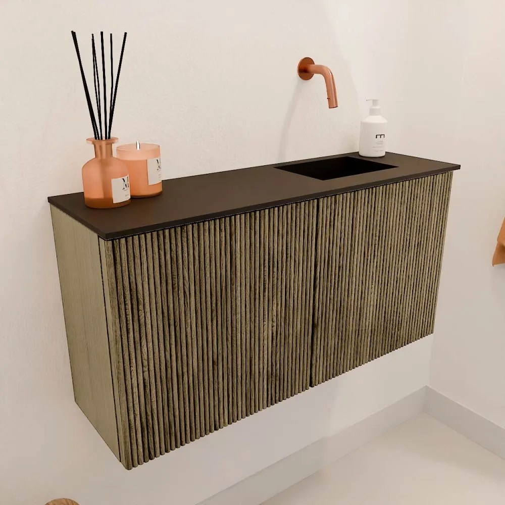 Mondiaz Joya 80cm toiletmeubel dusk met wastafel faye rechts zonder kraangat urban