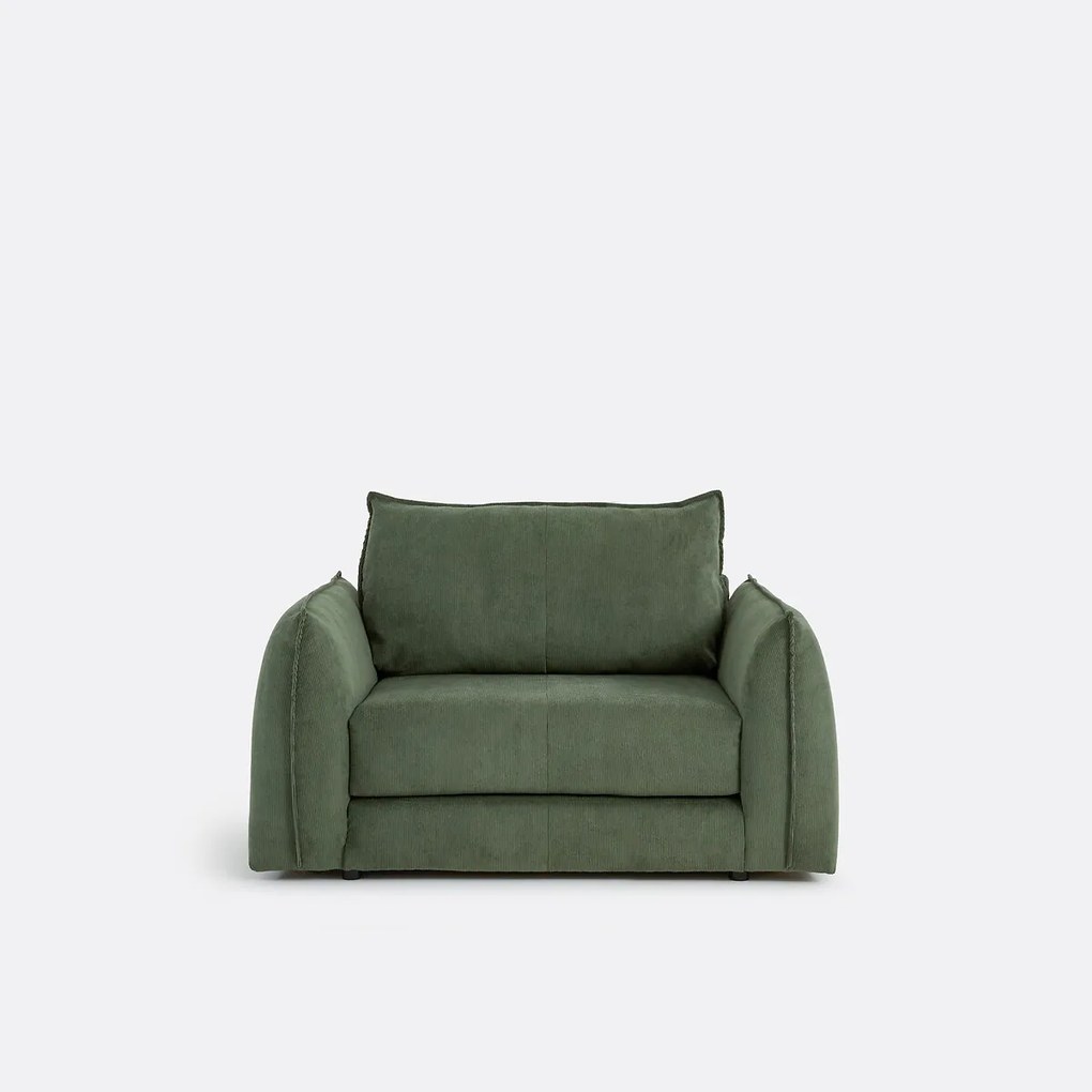 Rechte, uitklapbare fauteuil, 1-zits, van fijn geribd fluweel, TIKI