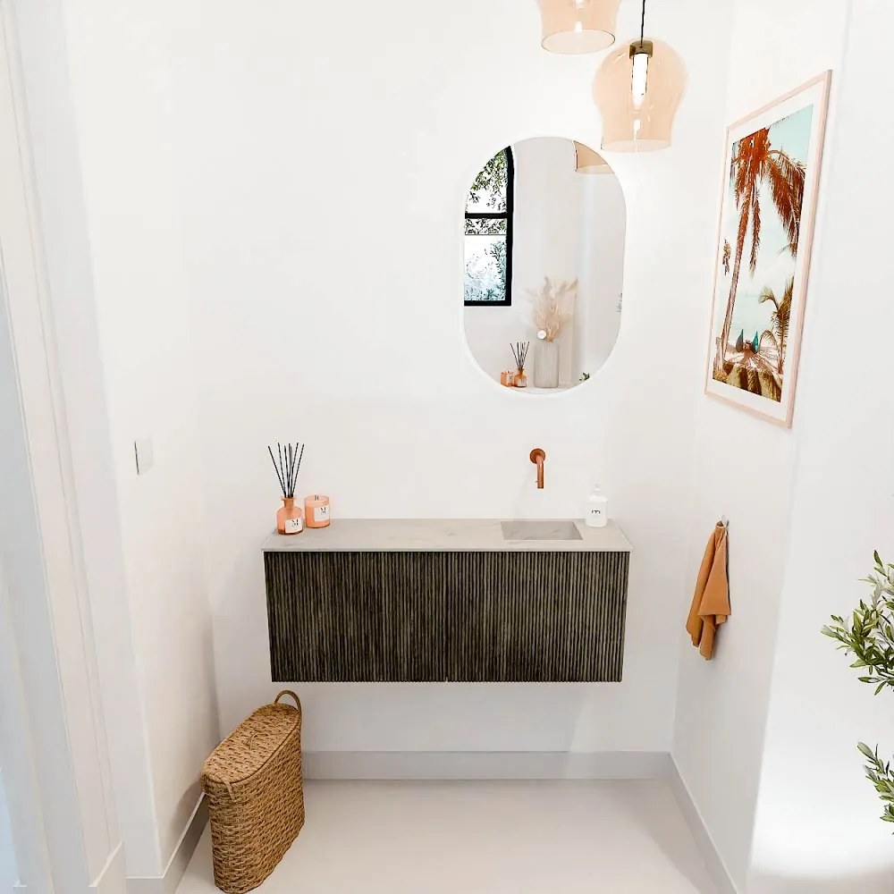 Mondiaz Joya DLux 100cm toiletmeubel shadow met wastafel faye rechts zonder kraangat opalo