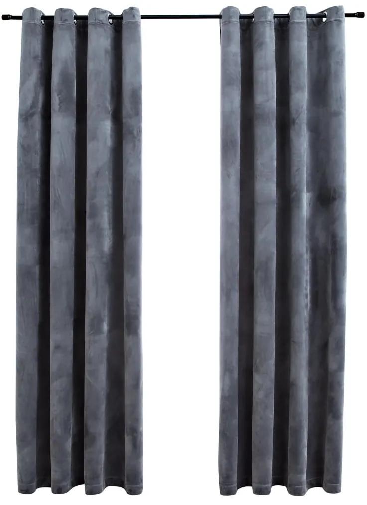 vidaXL Gordijn verduisterend met ringen 2 st 140x245 cm fluweel zwart