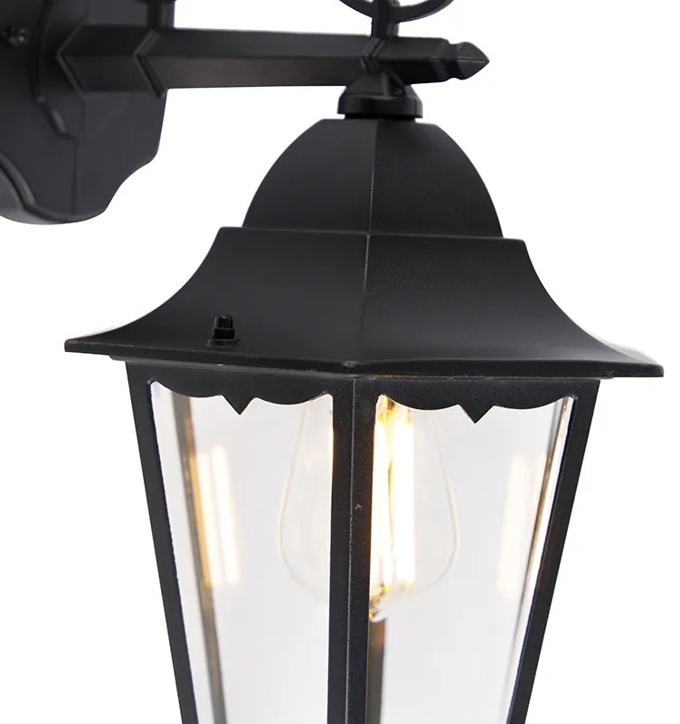 Klassieke buiten wandlantaarn zwart IP44 - Havana Down
