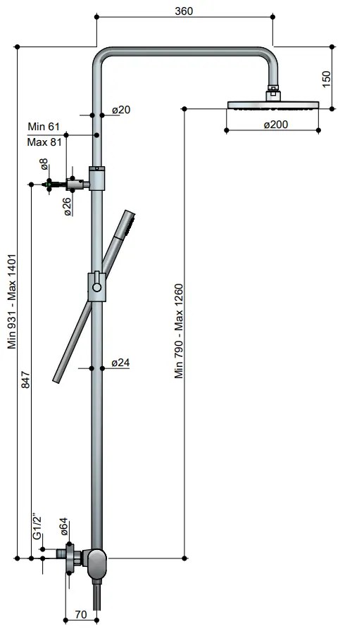 Hotbath Get Together SDS8GN opbouw regendouche met 3s handdouche en 20cm hoofddouche geborsteld nikkel