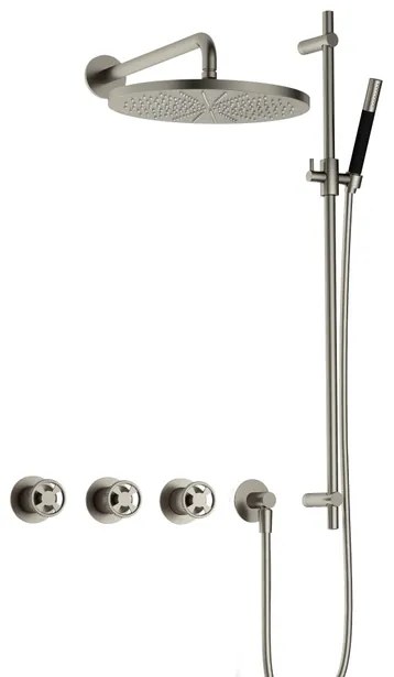 Hotbath Cobber IBSW70 Regendoucheset inbouw - 38.5cm wandarm - 30cm ronde hoofddouche - staafhanddouche - glijstang - Geborsteld nikkel IBSW70GN57