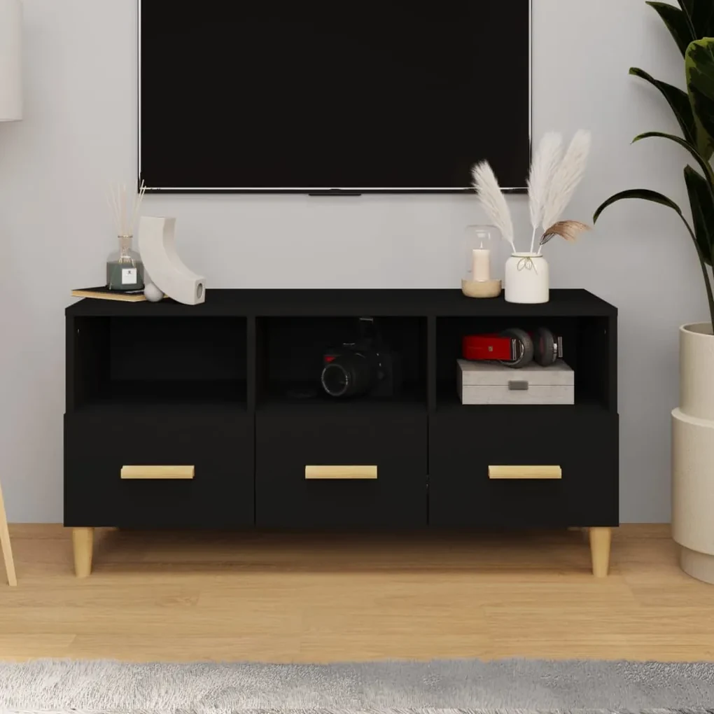 vidaXL Tv-meubel 102x36x50 cm bewerkt hout zwart