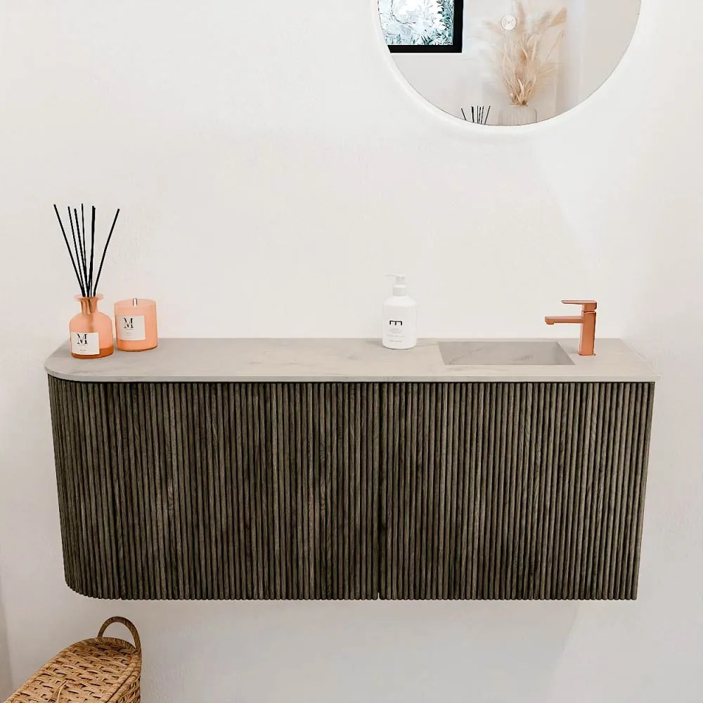 Mondiaz Joya DLux 100cm toiletmeubel ronding links shadow met wastafel faye rechts 1 kraangat opalo