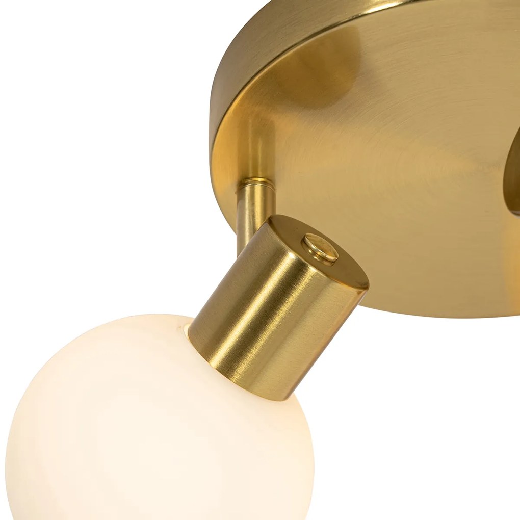 PlafondSpot / Opbouwspot / Plafondspot goud met opaal glas 3-lichts verstelbaar - Anouk Art Deco E14 rond Binnenverlichting Lamp