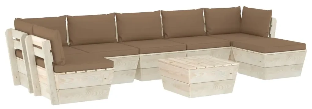 vidaXL 8-delige Loungeset met kussens pallet vurenhout