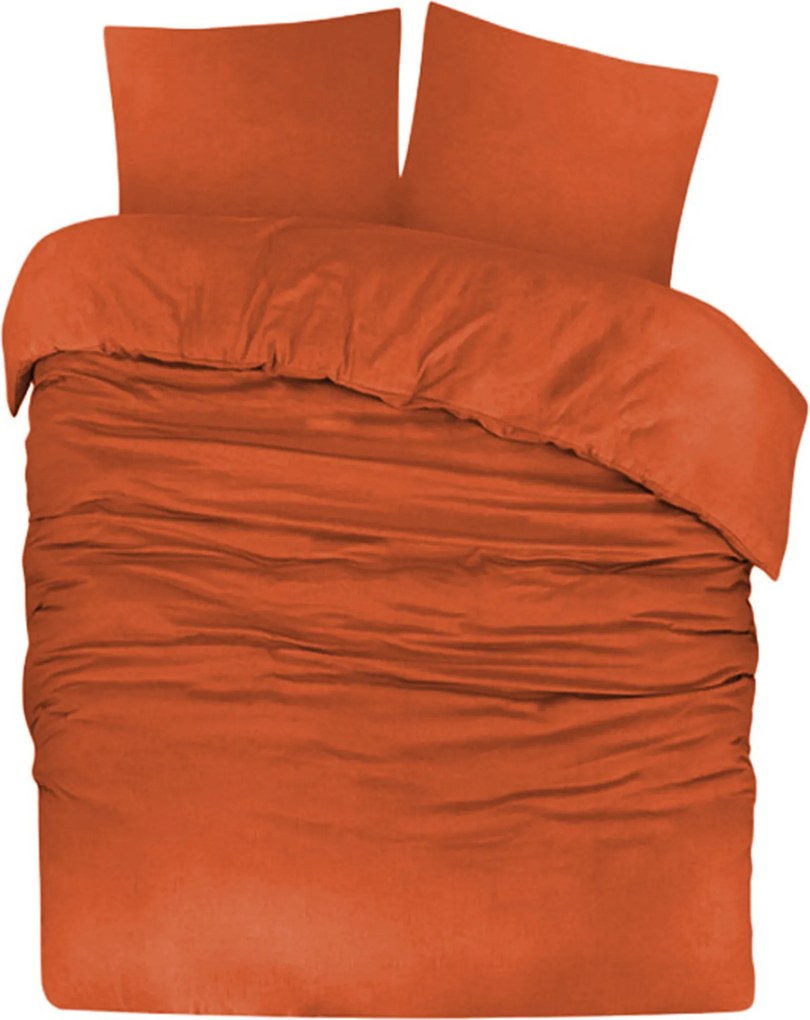 Dekbedovertrek Flanel – 100% zacht katoen – 200×200/220 – oranje