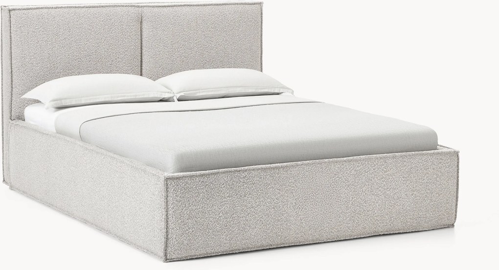 Bouclé gestoffeerd bed Dream met opbergruimte