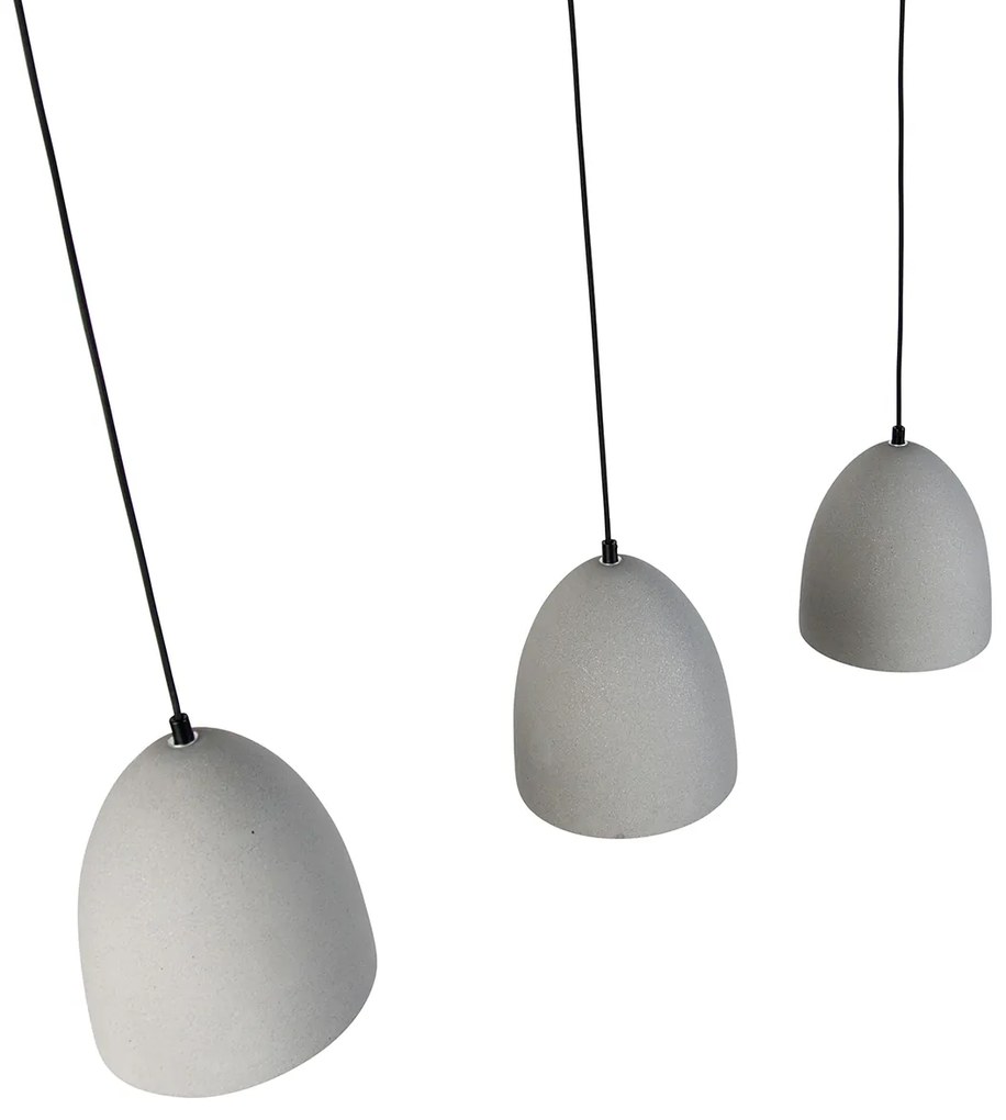 Moderne hanglamp zwart met grijs beton 3-lichts - Eton