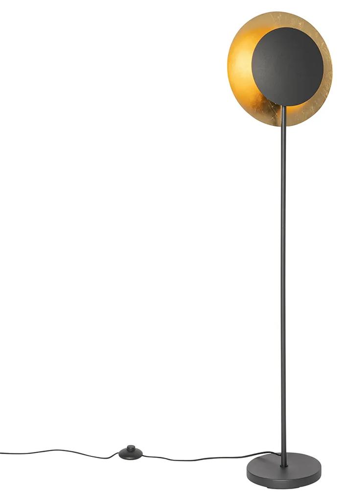 Art Deco vloerlamp zwart met goud - Emilienne Art Deco E27 Binnenverlichting Lamp