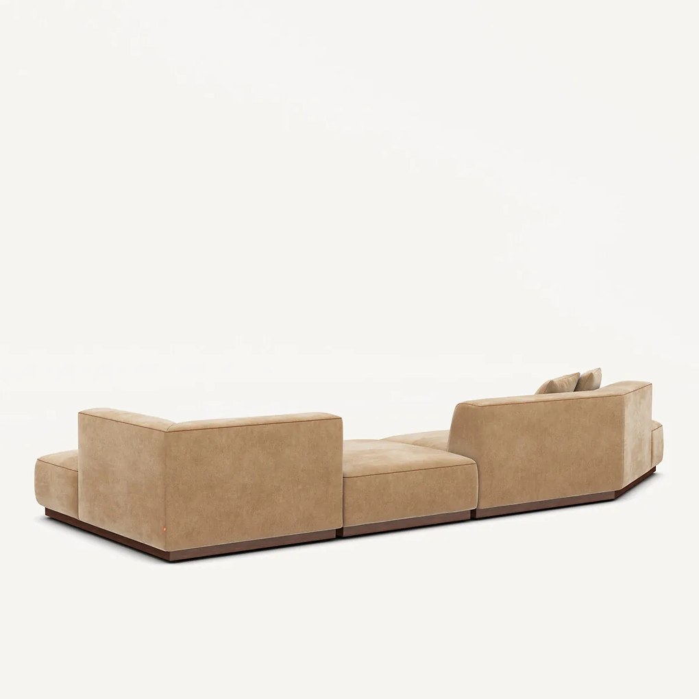 Open bank met hoek rechts met voetensteun in stonewashed fluweel, JACOPO