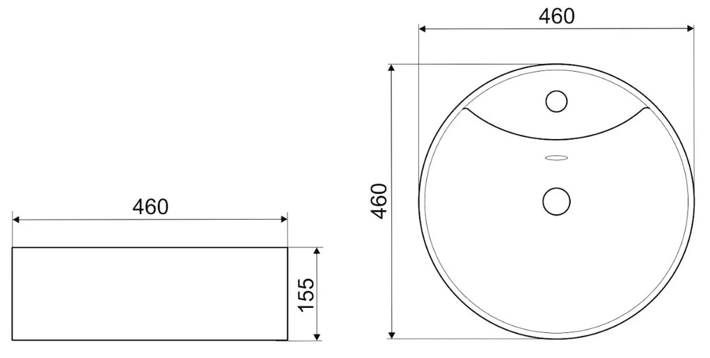 Kerra KR 138 keramische waskom 46cm zwart/goud