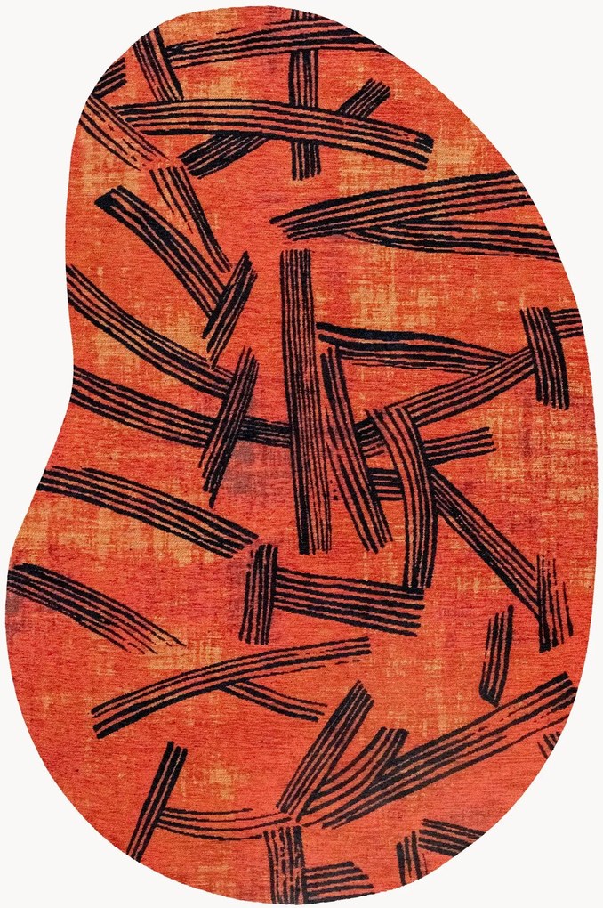 Wasbaar jacquard in- & outdoor vloerkleed Kanji in organische vorm