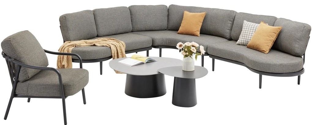 Serenno organische loungeset 6 delig antraciet aluminium