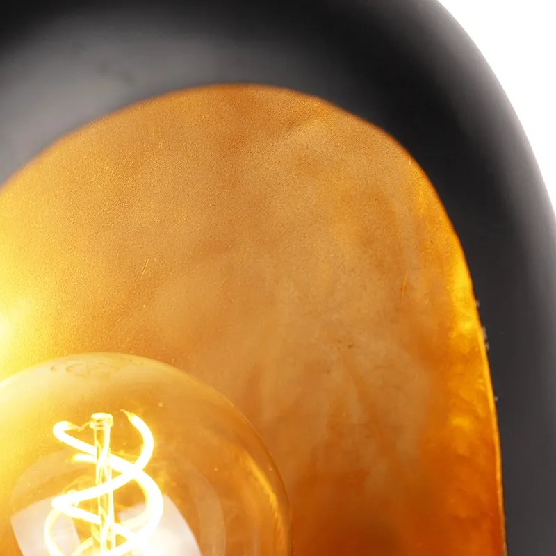 Design tafellamp zwart met gouden binnenkant 36 cm - Cova