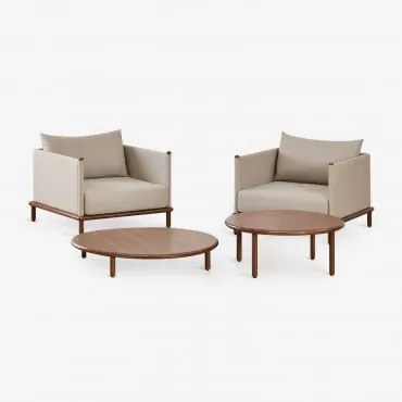 Tuinset Met 2 Fauteuils En 2 Ronde Salontafels Van Acaciahout Olivia Donker Acaciabruin & Donker Acaciabruin - Sklum