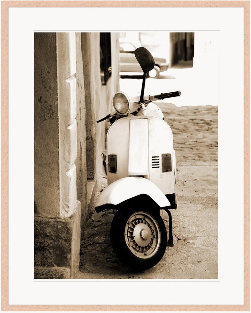 Ingelijste digitale print Retro Scooter