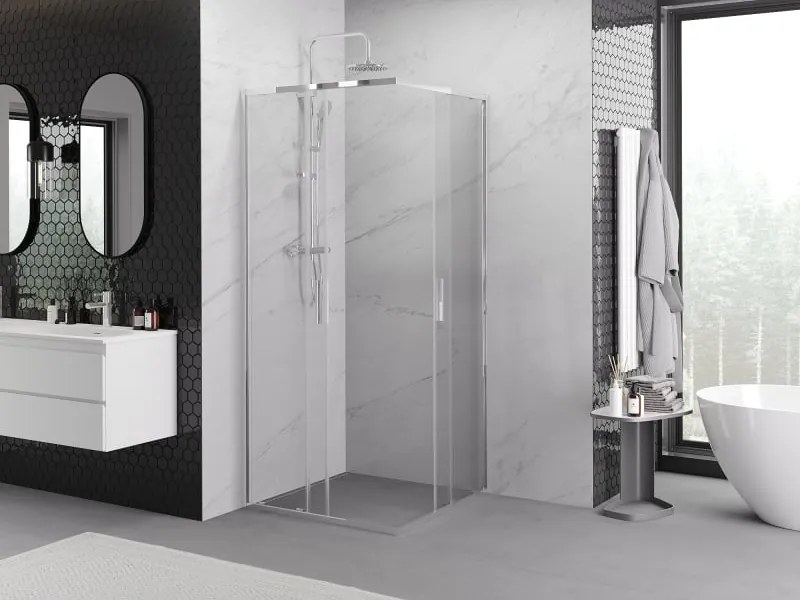 Mexen Exo vierkante schuifdouchecabine 100 x 100 cm, transparant, chroom - 8111-100-100-01-00