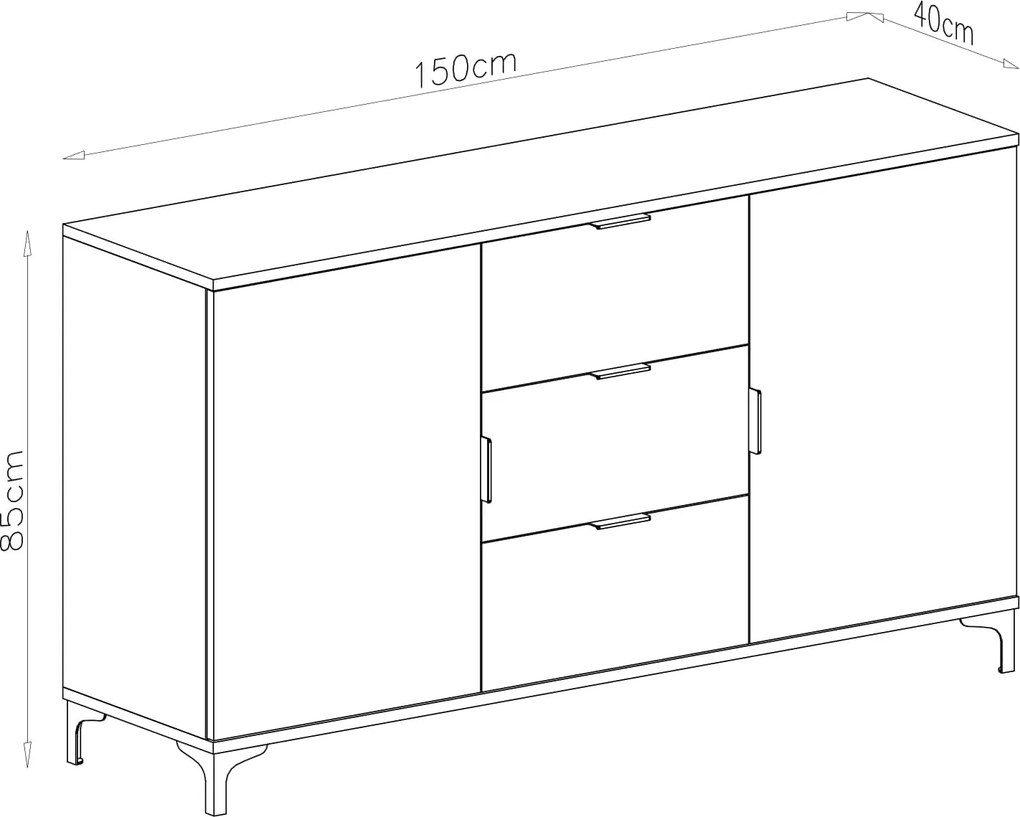 Kast LANA 04 Elegant walnoot - STAANDE 2-DEURS KAST MET LADEN