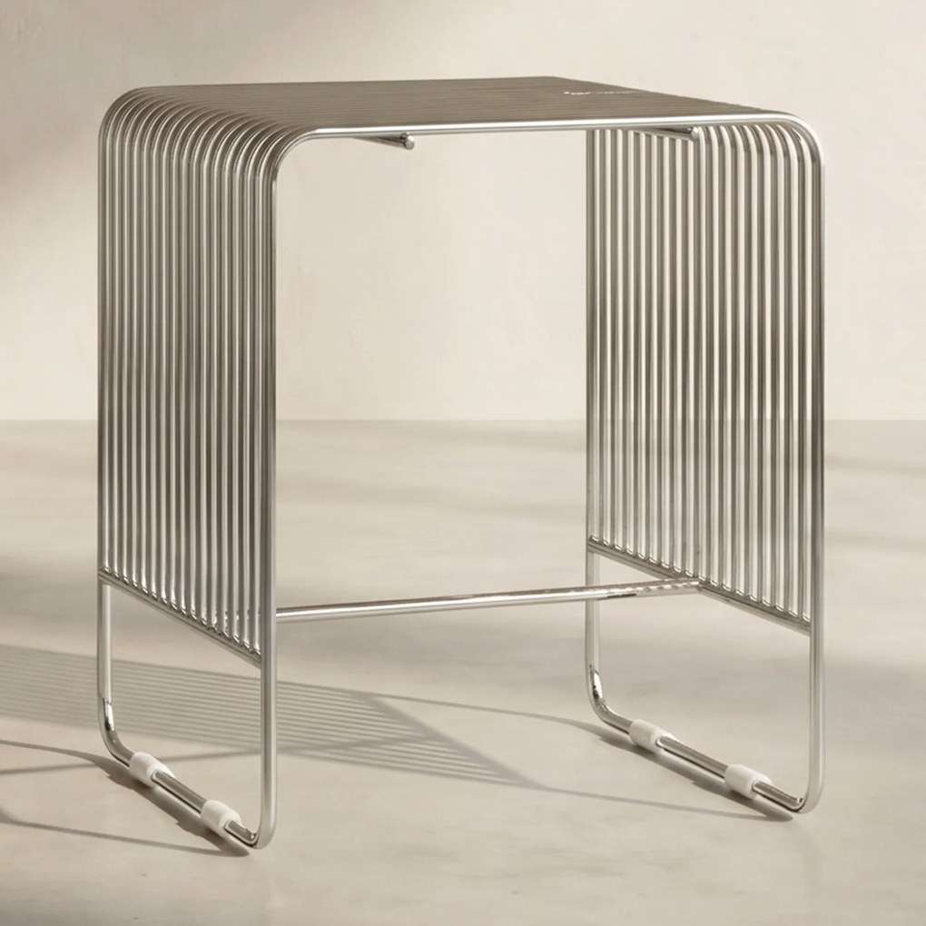 Retro Bijzettafel Zilver - 37 X 35cm.