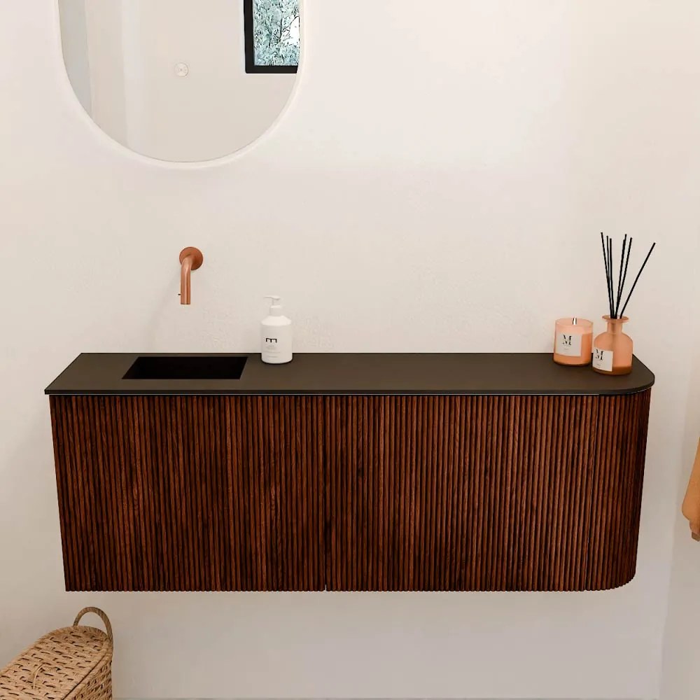 Mondiaz Joya 110cm toiletmeubel ronding rechts ruby met wastafel faye links zonder kraangat urban
